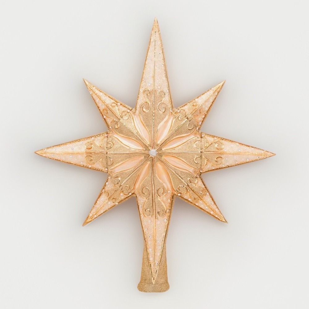 Christopher Radko Champagne Stellar‎ Tree Topper 1017544 NIB NOS Gold Star